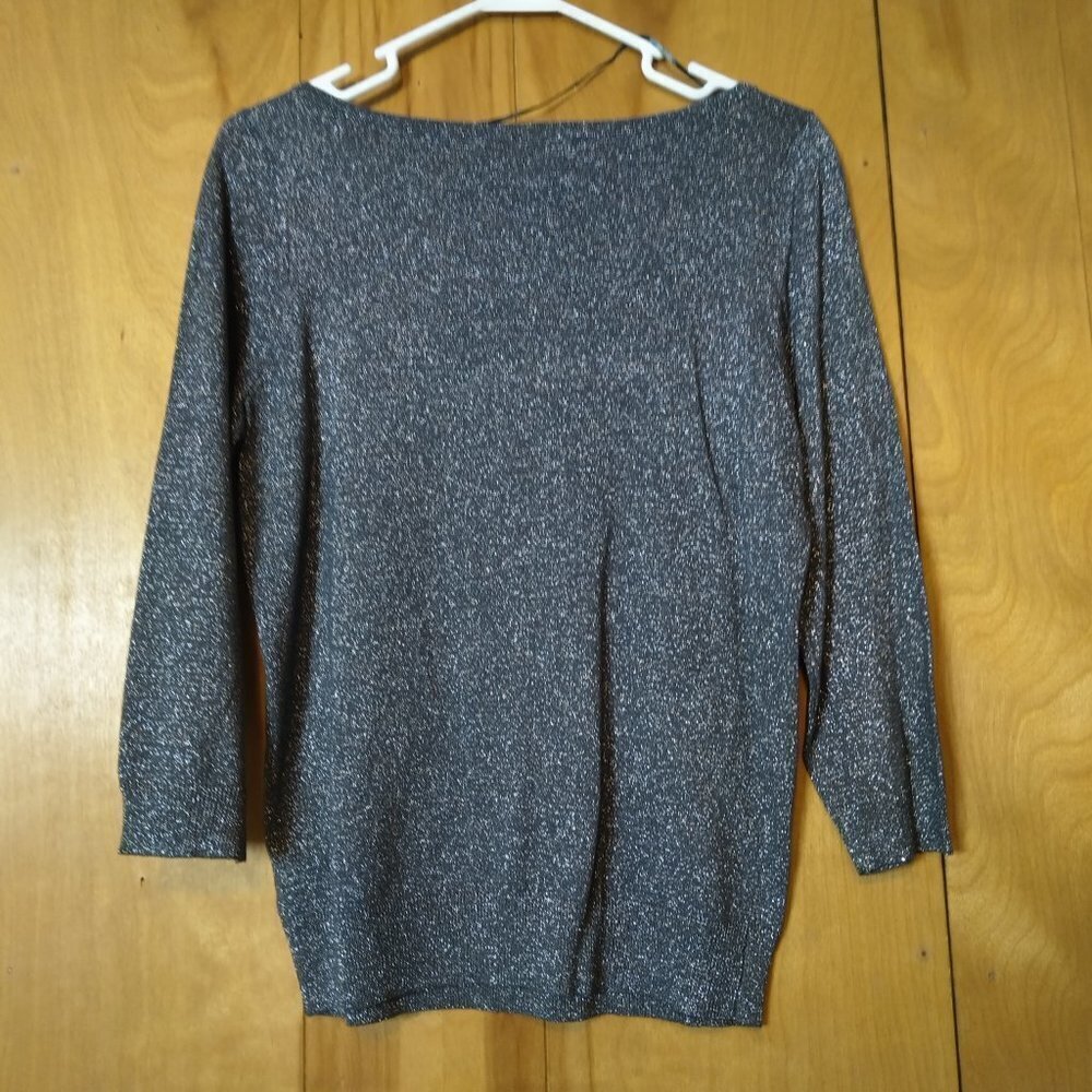 WORTHINGTON SIZE MEDIUM GRAY SILVER METALLIC 3/4 SLEEVE PULLOVER SHIRT NEW - Picture 5 of 5